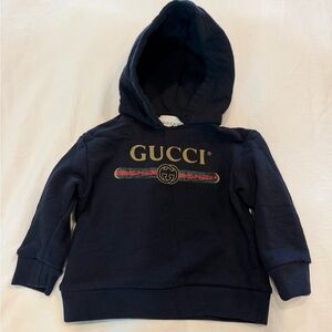 Gucci Kids Dark Blue Logo Hoodie